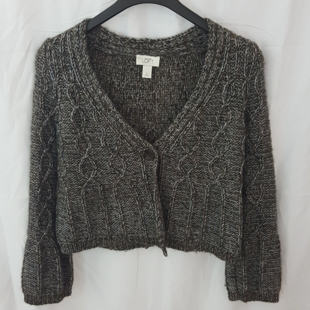 AT LOFT Cropped Sweater Cardigan Shimmer